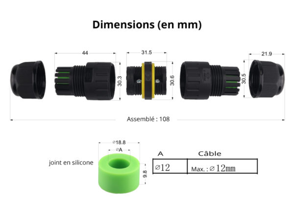 CONNECTEUR ETANCHE IP68 WATERPROOF BOX WITH TERMINAL BLOCK DUST PROTECTION SKU-3621 SKU3621 VTAC V-TAC V TAC