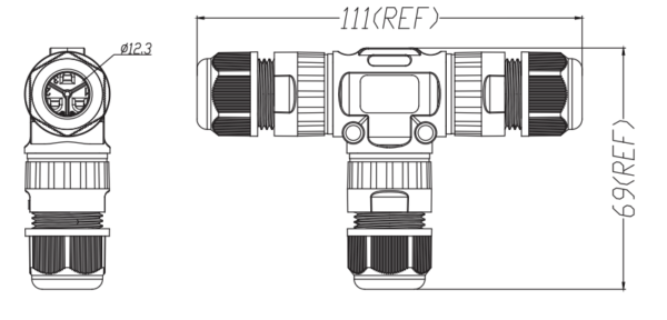 connecteur étanche IP68 type teetube